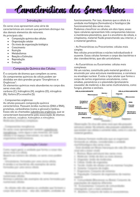 Solution Caracter Sticas Dos Seres Vivos Studypool