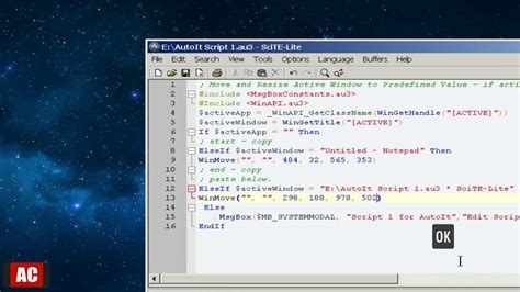 AutoIt Script FREE Move And Resize Active Window To Preset Value On