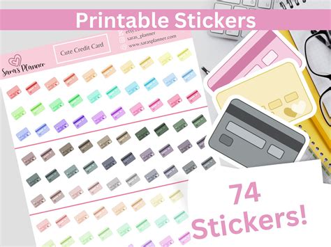 Printable Cute Credit Card Planner Stickers, Instant Download ...