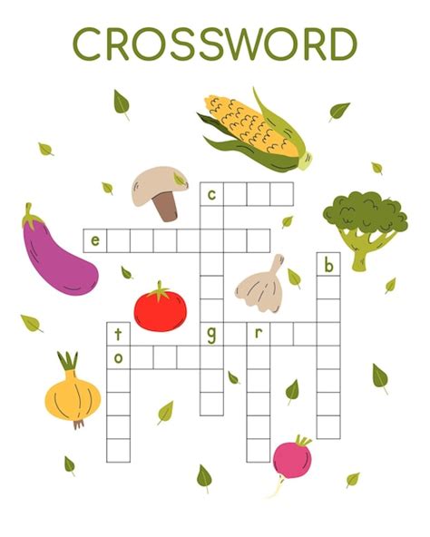 Premium Vector Crossword Puzzle Game Of Cute Vegetables Printable