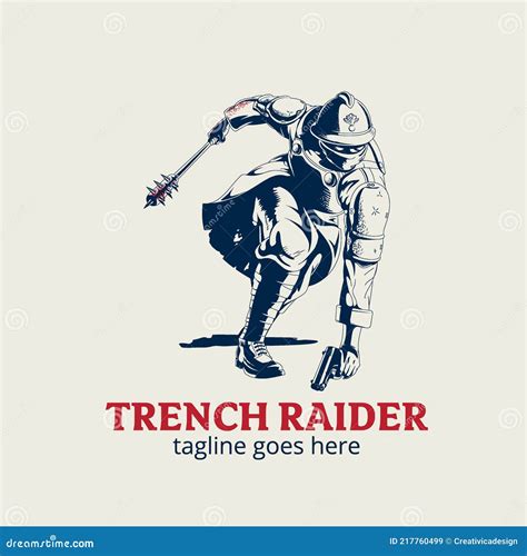 Ww1 Trench Raider In Vintage Style Stock Vector Illustration Of