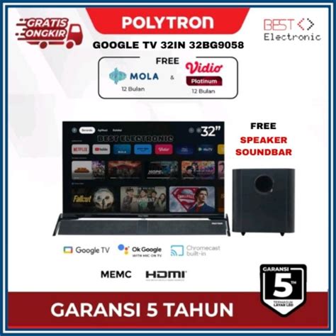 Jual Polytron Smart Google Tv Led Inch Soundbar Pld Bg