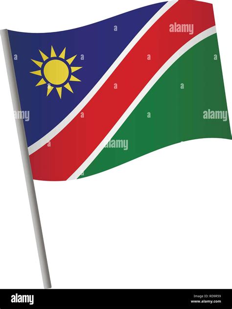 Namibia Flag Icon National Flag Of Namibia On A Pole Vector