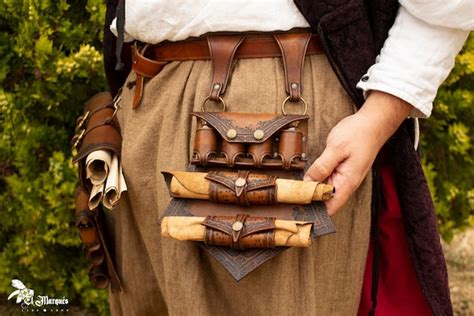 Brown Leather Potion Holder With Scroll Holder For Larp Etsy