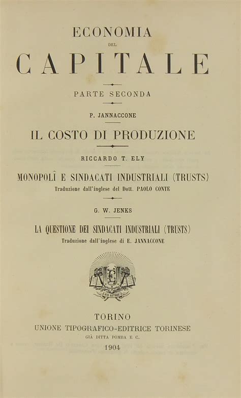 Economia Del Capitale Il Costo Di Produzione Jannaccone Monopoli E