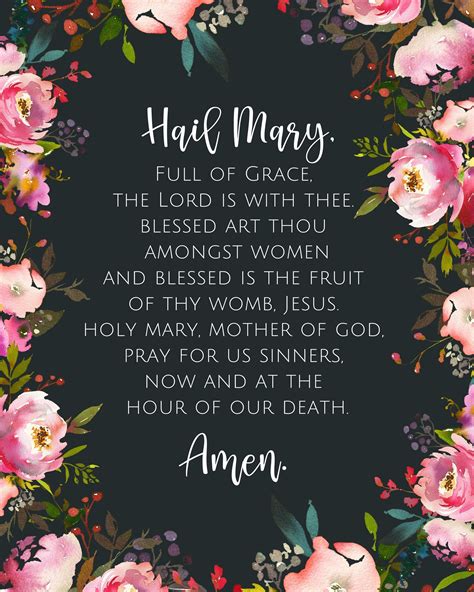 Hail Mary Prayer Catholic Prayer Digital File Download Etsy Uk