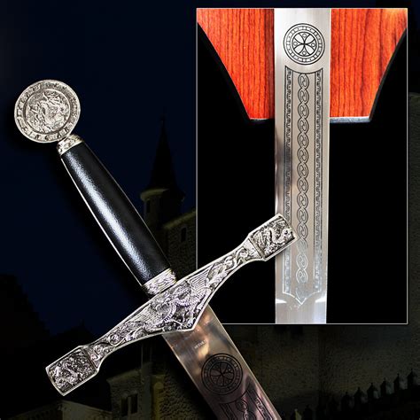 King Arthur Excalibur Medieval Legendary Sword Longsword W Wall Display Plaque Knives Swords