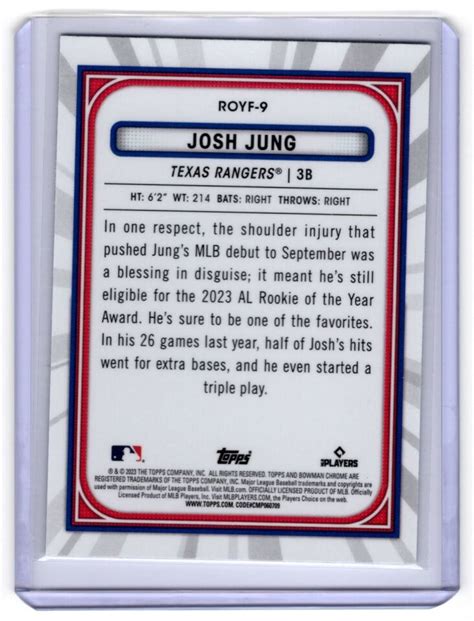 2023 Bowman ROY Favorites REFRACTOR Josh Jung Texas Rangers ROYF 9 EBay