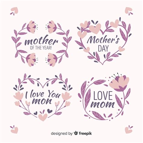 Free Vector Hand Drawn Mothers Day Badge Collection