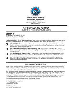 Fillable Online Carolinabeach STREET CLOSING PETITION Carolina Beach