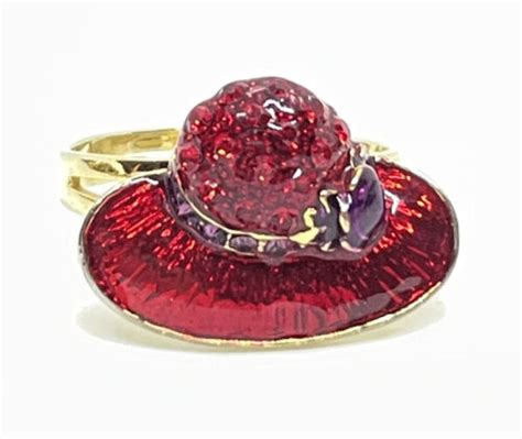 Red Hat Society Rhinestone Enamel Gold Tone Size 7 5 Ringのebay公認海外通販｜セカイモン