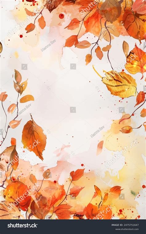 Fall Season Frame Autumnal Background Watercolor Stock Vector Royalty