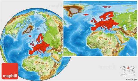 Physical Location Map of Europe