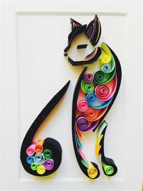 Quilling Art Elegant Cat Quilled Paper Cat Cat Lover Gift Etsy Neli