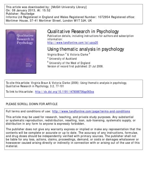 Using Thematic Analysis In Psychology Pdf Pdf Qualitative Research Metaphysics