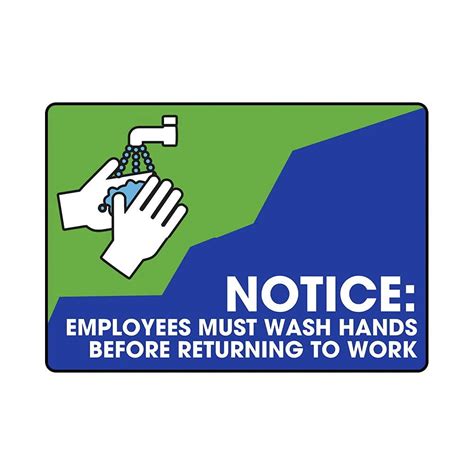 Employees Must Wash Hands Sticker Sign Blue And Green Design 10 X 7