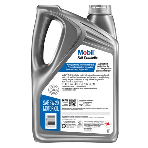 Mobil Full Synthetic Motor Oil 5W 20 5 Quart