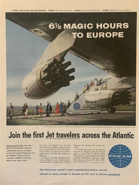 1959 Vintage Pan American World Airways Print Ad 6 12 Magic Hours To