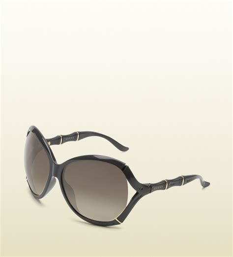 Gucci Oversized Oval Frame Sunglasses With Bamboo Effect With Gucci Logo On Temples