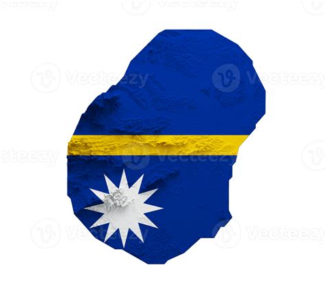 Nauru Map With The Flag Colors Blue And Yellow Shaded Relief Map D