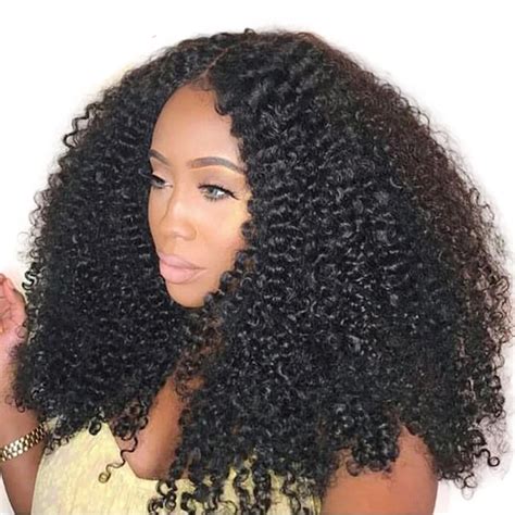 Alibele Hair Mogolian Afro Kinky Curly Lace Front Human Hair Wigs For