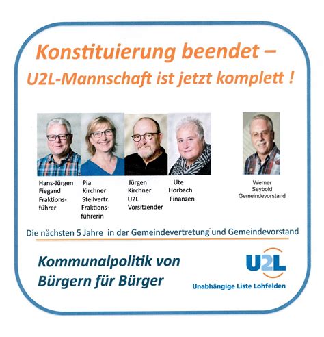 U2L Mannschaft ist jetzt komplett U2L Unabhängige Liste Lohfelden