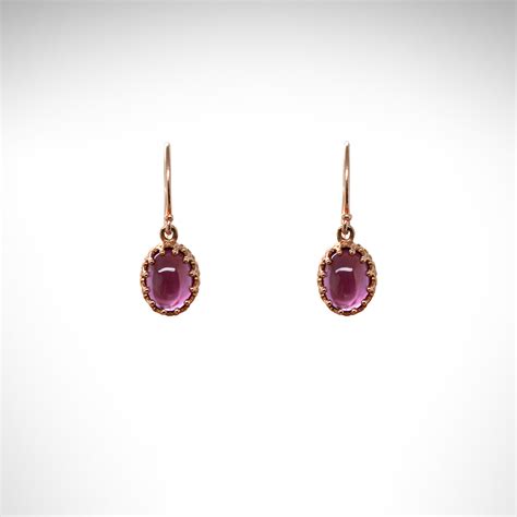 Rhodolite Garnet Earrings in 14Kt Rose Gold - Morgan's Treasure