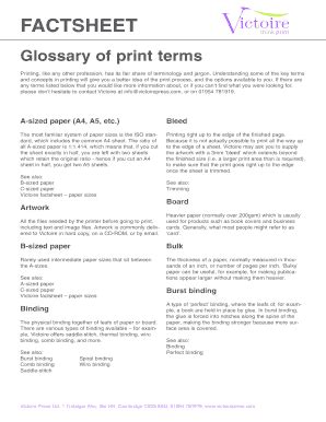 Fillable Online Glossary Of Print Terms Fax Email Print Pdffiller