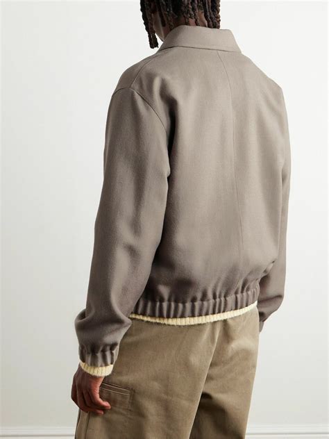 AMI PARIS - Logo-Embroidered Wool-Twill Blouson Jacket - Brown AMI