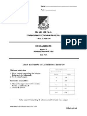 Primary Progression Test Stage English Paper Pdf Senses