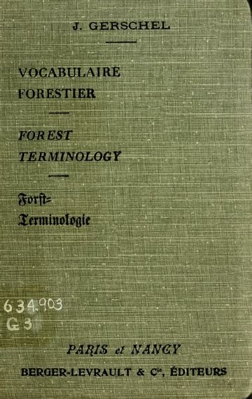 Vocabulaire forestier français anglais allemand Gerschel J Free