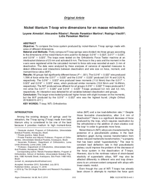 (PDF) Nickel titanium T-loop wire dimensions for en masse retraction ...