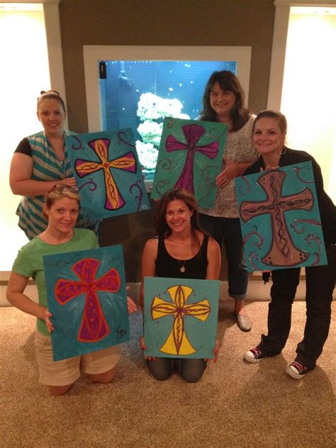 From The Heart Colorful Cross Painting Party Ladies Night Bible