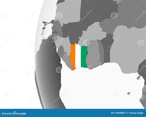 Ivory Coast With Flag On Globe Stock Illustration Illustration Of