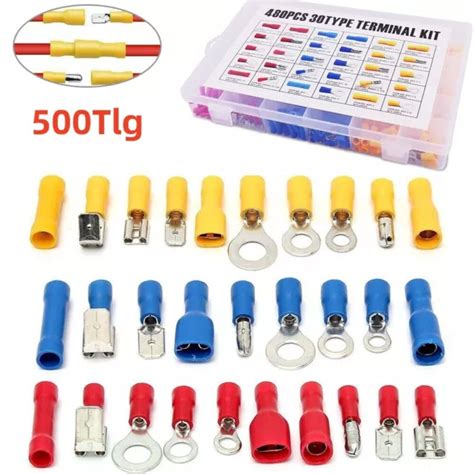 500 TLG KABELSCHUHE Sortiment Box Auto KFZ Ring Steckverbinder ...