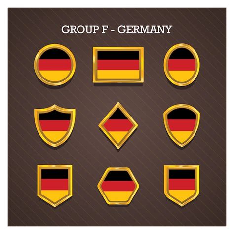 Premium Vector Golden Frame Badges With World Cup Country Flags Germany