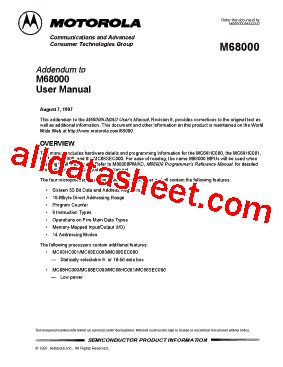 M68000 Datasheet(PDF) - Motorola, Inc