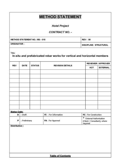 Method Statement Construction