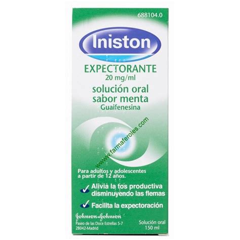 Iniston Expectorante Solución Oral 150 ml Sabor Menta Farmaferoles