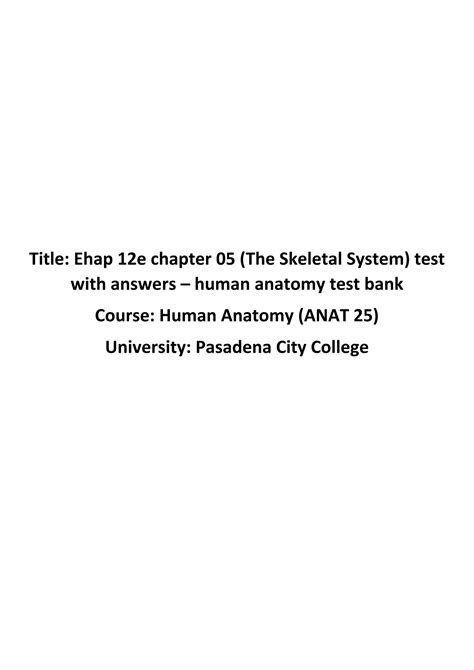 SOLUTION Ehap 12e Chapter 05 The Skeletal System Test With Answers