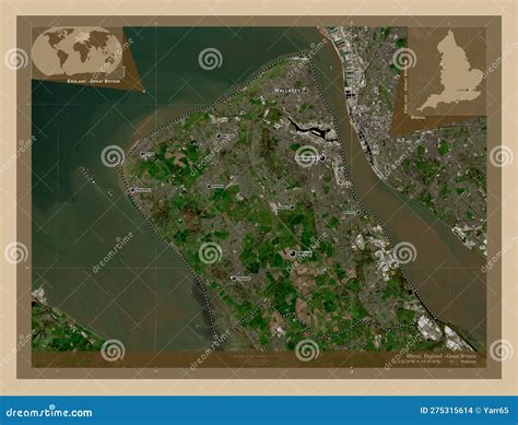 Wirral England Great Britain Low Res Satellite Labelled Poi Stock