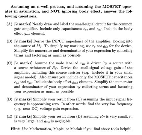 Solved In Class We Ve Discussed Common Source Amplifiers Chegg