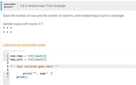 CHALLENGE ACTIVITY 582 Nested Loops Print StudyX