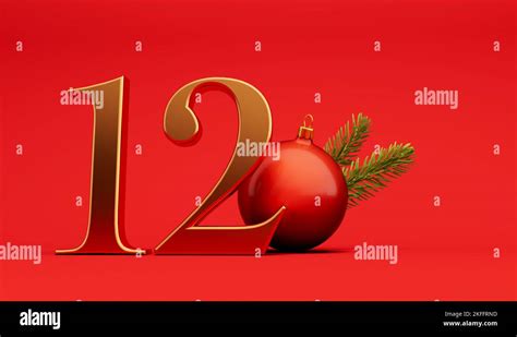 The 12 Days Of Christmas 12th Day Festive Background Gold Lettering