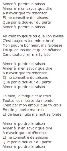 Parole Chanson En Francais Pour Parole De Chanson Francaise Gratuite A