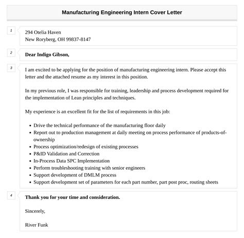 Manufacturing Engineering Intern Cover Letter Velvet Jobs