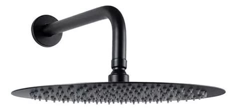 Regadera Ducha Redonda Negro Mate 10puLG 25cm Tubo Cuotas sin interés