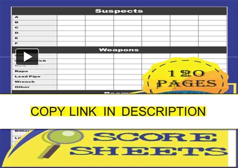 PPT PDF Clue Score Sheets Clue Score Pads For Clue Board Games