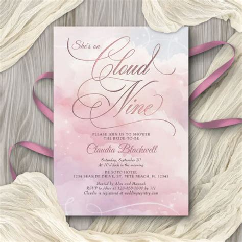 She S On Cloud Nine Bridal Shower Invitation Zazzle