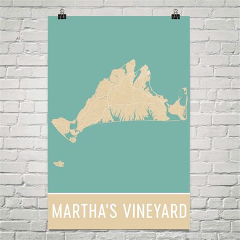 Martha's Vineyard Map Martha's Vineyard Art | Etsy